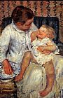 Mother about to Wash her Sleepy Child 1880 by Mary Cassatt